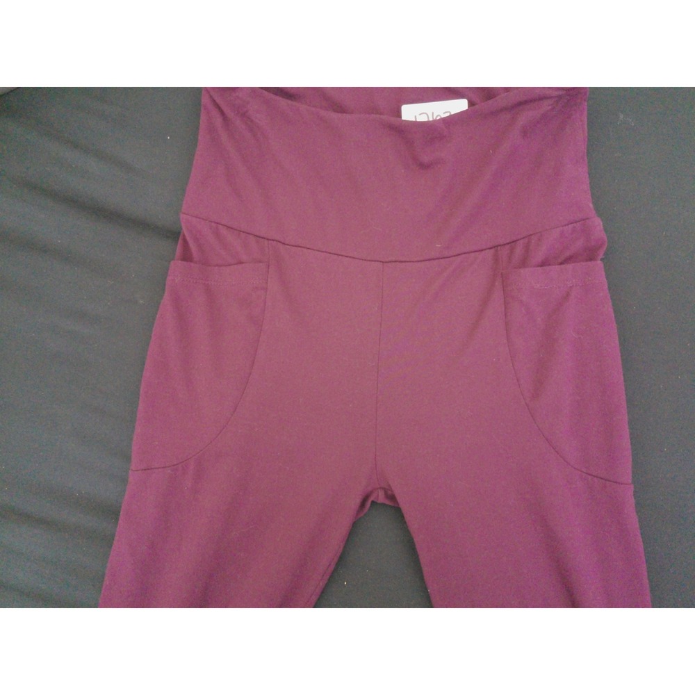 Unbranded Flared Leggings Women S Burgundy High Waist Pockets Athleisure Flare